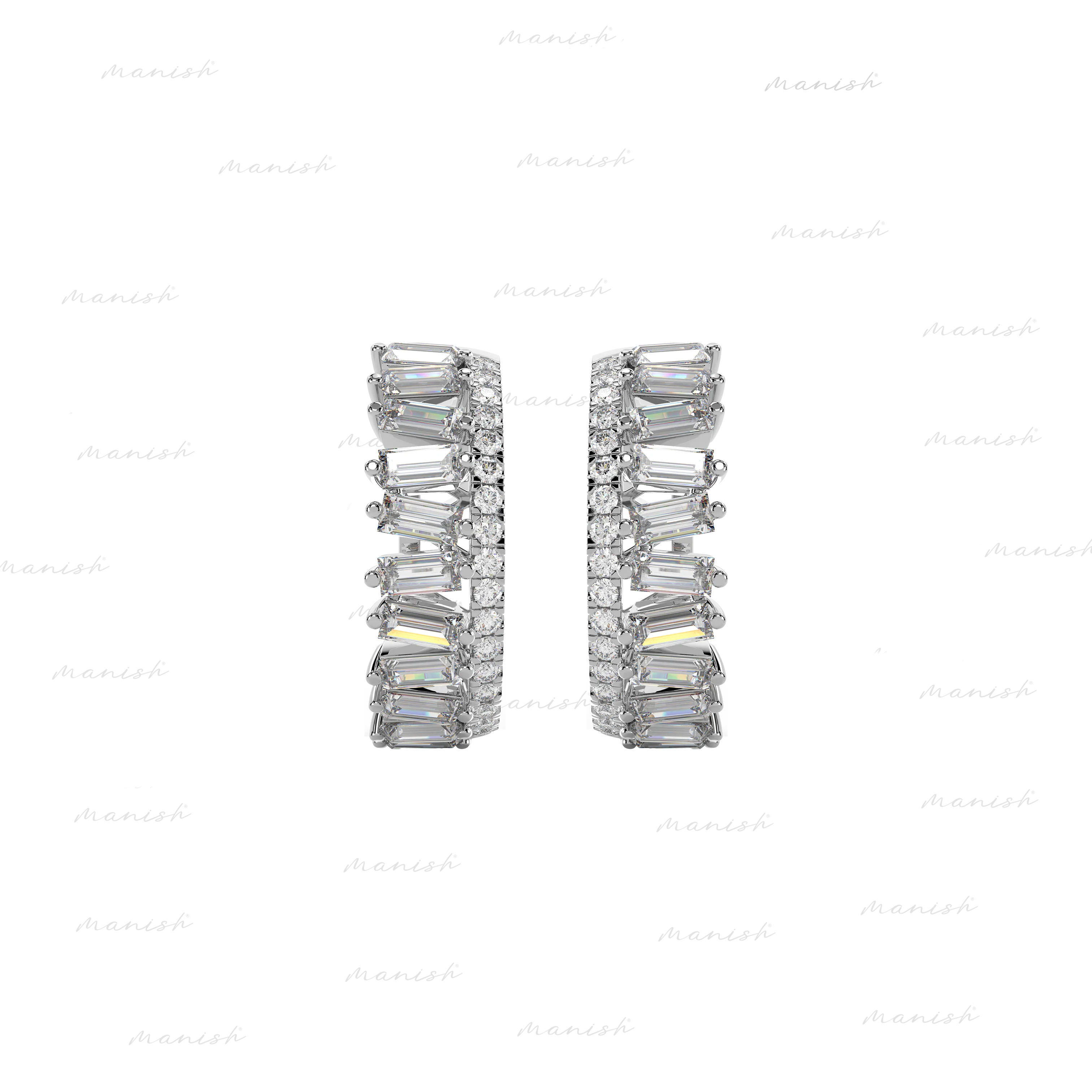 Baguette Diamond Hoop Earrings